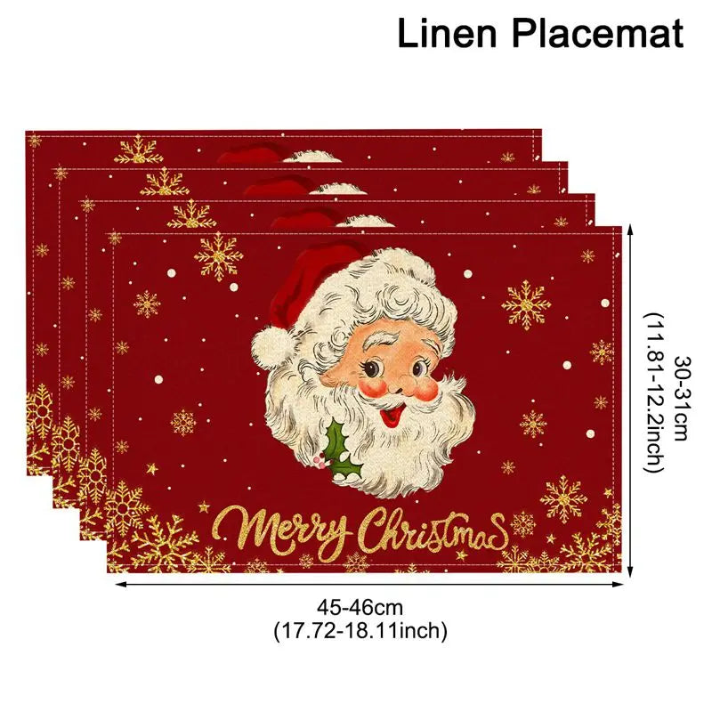 Jogo Americano Natal 2025 – Linho Premium, Estampa Árvore e Rena (Kit Completo)