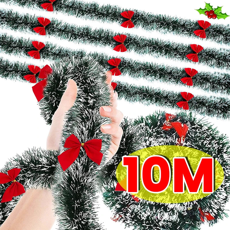 Guirlanda de Fita Natalina com Laços – 2/10m para Árvores e Festas