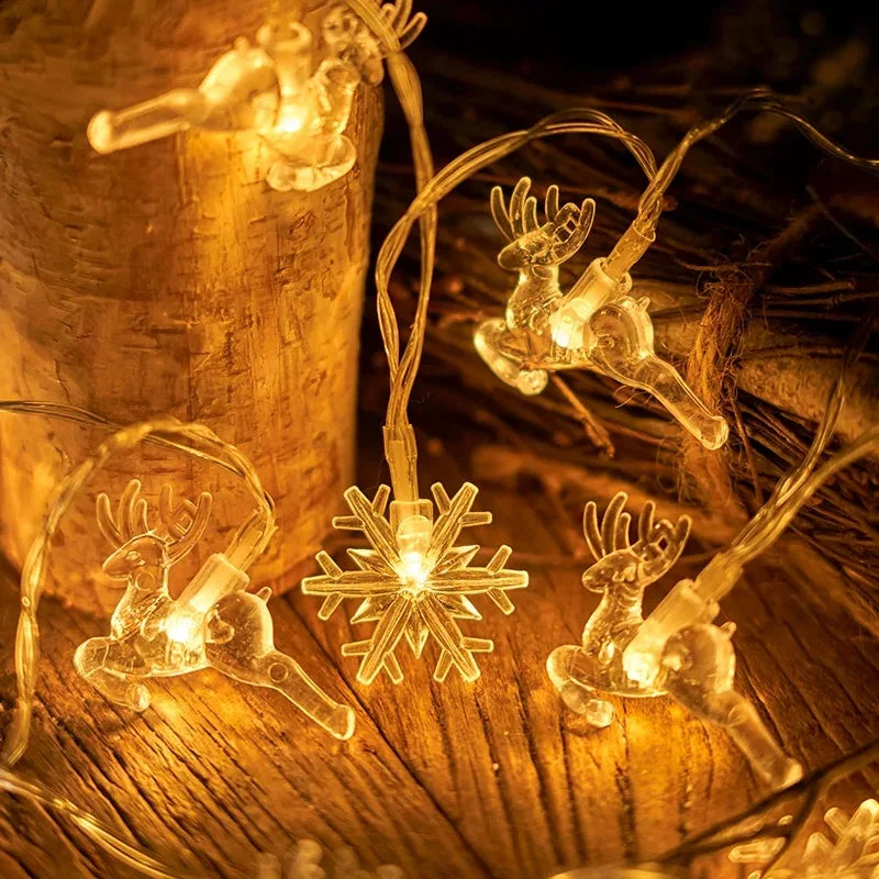 Luzes de Natal de LED com Estrelas e flocos de neve