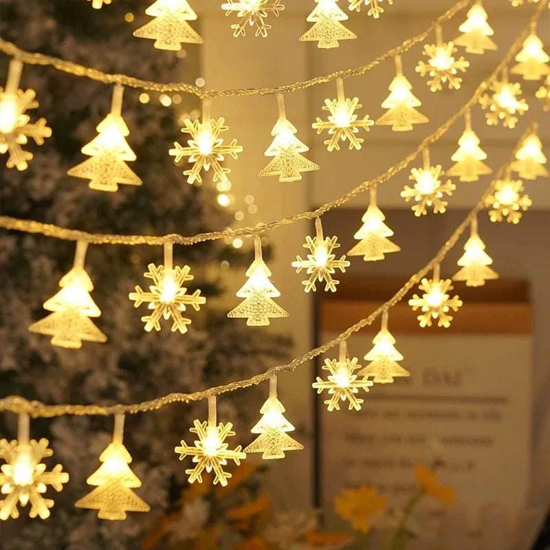 Luzes de Natal de LED com Estrelas e flocos de neve