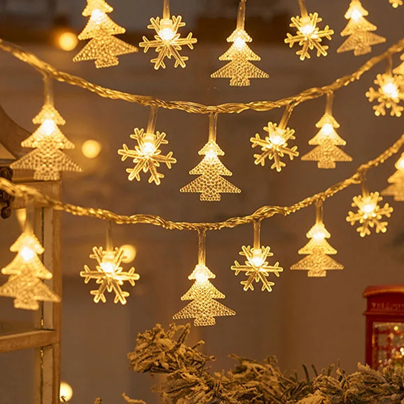 Luzes de Natal de LED com Estrelas e flocos de neve