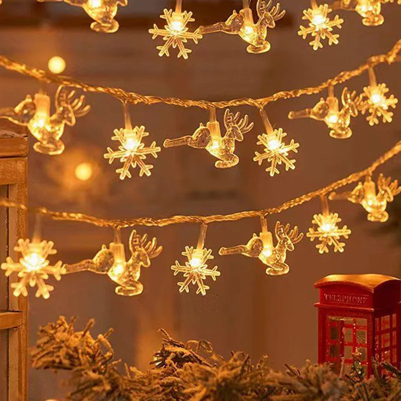 Luzes de Natal de LED com Estrelas e flocos de neve