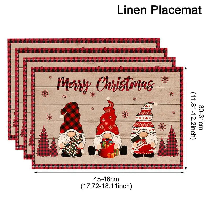 Jogo Americano Natal 2025 – Linho Premium, Estampa Árvore e Rena (Kit Completo)
